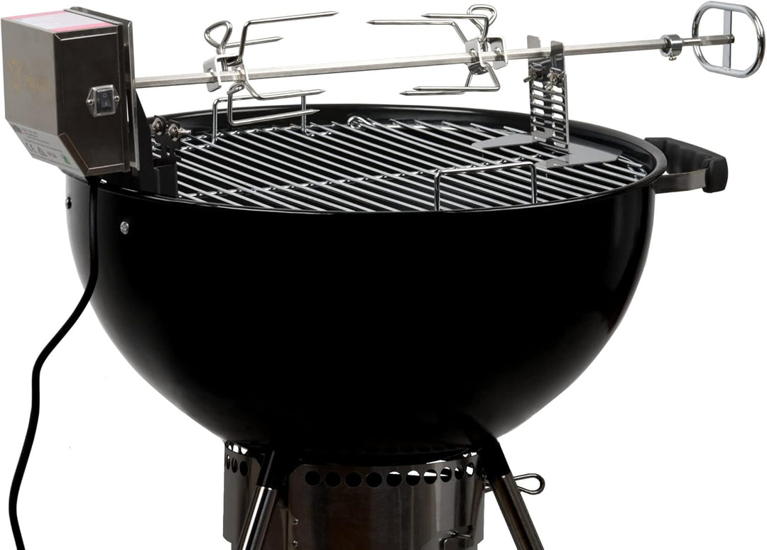 BBQ-Toro Edelstahl Grillspiess Set | 70 cm | Spiess Set inkl. Edelstahl Motor, 220V - 240V, inkl. 2