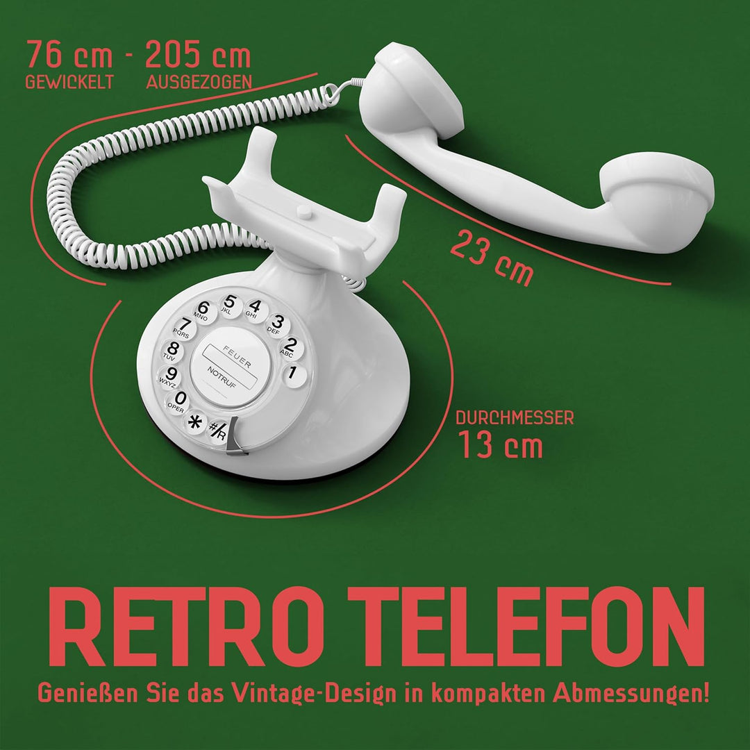 OPIS FunkyFon Cable: Retro Telefon mit Wählscheibe in geschwungenem 1920er Stil mit elektronischer K