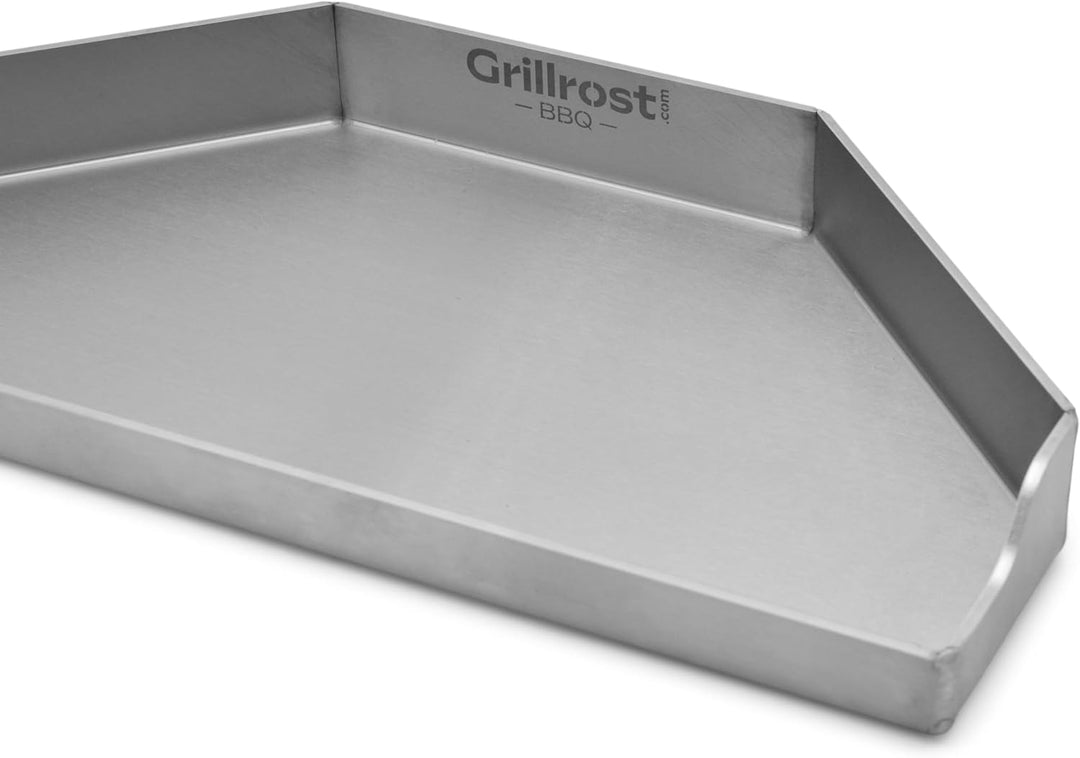 Grillrost.com Das Original Halbrunde Plancha für Kugelgrills – 4 mm Edelstahl - dicht geschweisst