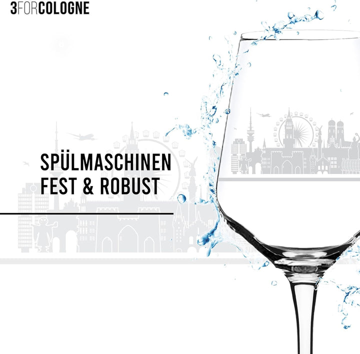 2er Set Weinglas München in schöner Geschenkbox | Hochwertiger Siebdruck im eleganten Ätzweiss, deta