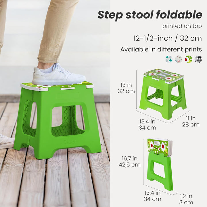 VIGAR Compact Lady Bug Tritthocker Klappbar 32 cm mit Griffen, 35 cm x 32 cm Ladybug On Top 32 cm, L