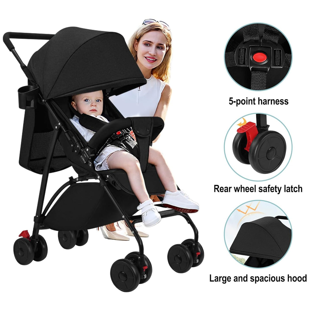Sinbide Kinderwagen, Kinder Buggy, Zusammenklappen mit einer Hand, Kinderbuggy mit Liegefunktion, Fu