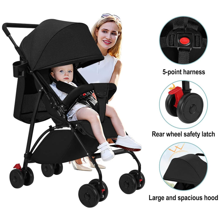 Sinbide Kinderwagen, Kinder Buggy, Zusammenklappen mit einer Hand, Kinderbuggy mit Liegefunktion, Fu