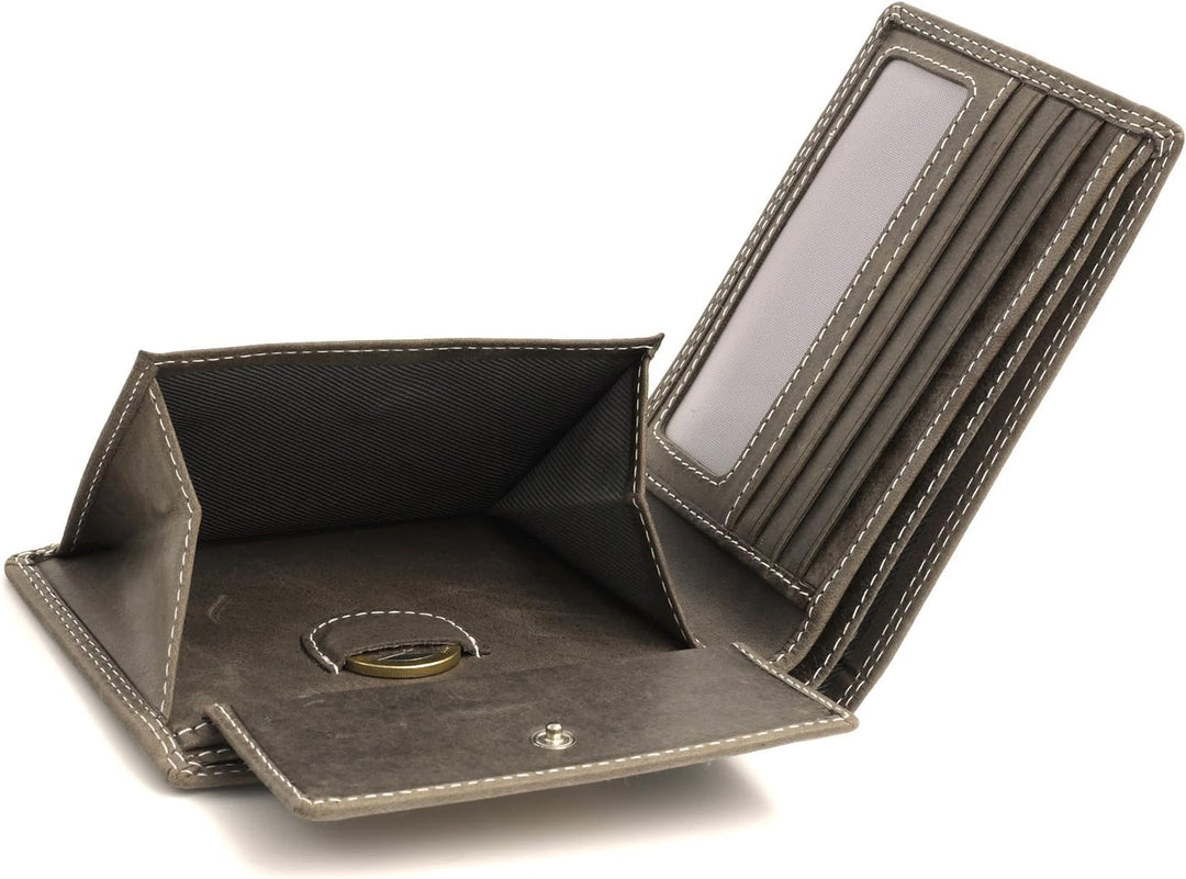 Fa.Volmer ® Leder Geldbörse Herren mit RFID-Schutz - extra-stabile Doppelnaht - 6 Fächer für Kreditk