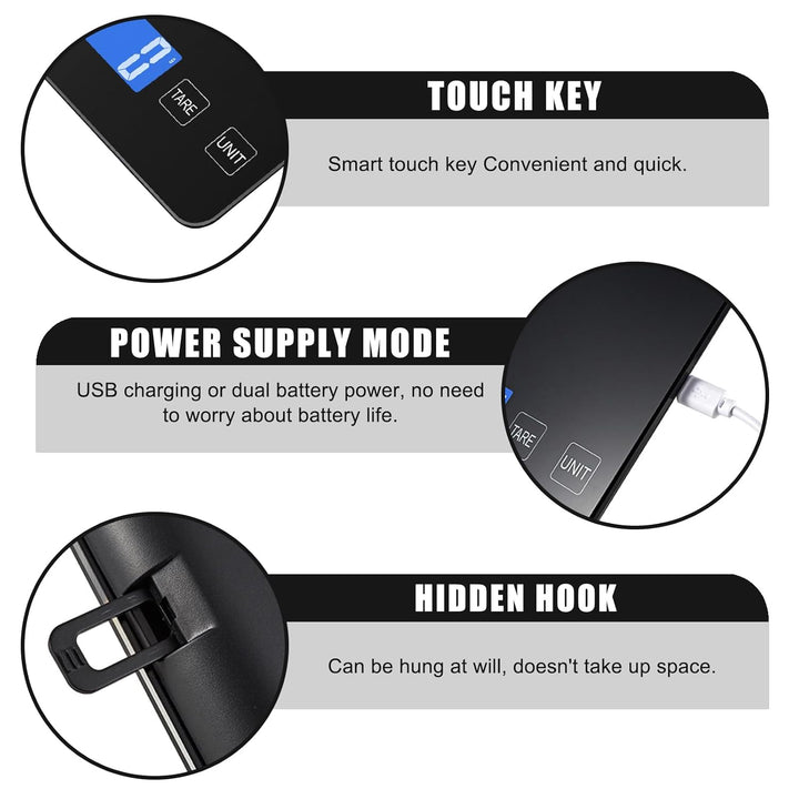 Küchenwaage Digital, 15kg/1g Waage Küchenwaage, USB Wiederaufladbare Digital Küchenwage mit Led Disp