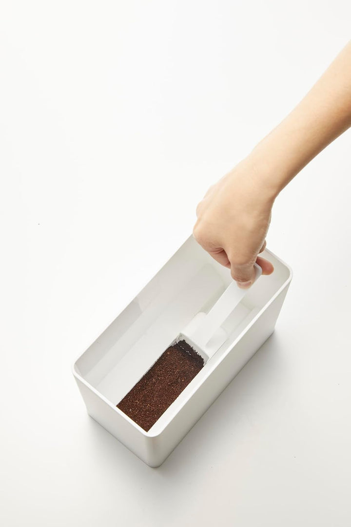 Yamazaki 6907 TOWER Luftdichter Kaffeebehälter, weiss, Polypropylen/Silikon, minimalistisch, 18.4 x