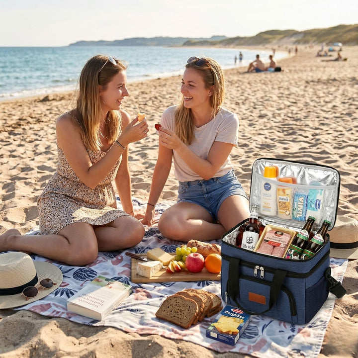 JANSBEN Kühltasche Klein Faltbar für 12 Dosen, Lunchtasche Isoliertasche mit 6 Fächern, Thermotasche