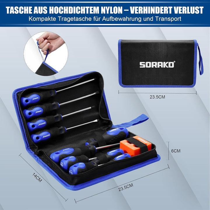 SORAKO Schraubendreher Set,11-tlg schraubendreher set magnetisch mit 2-IN-1 Magnetisierer, magnetisc