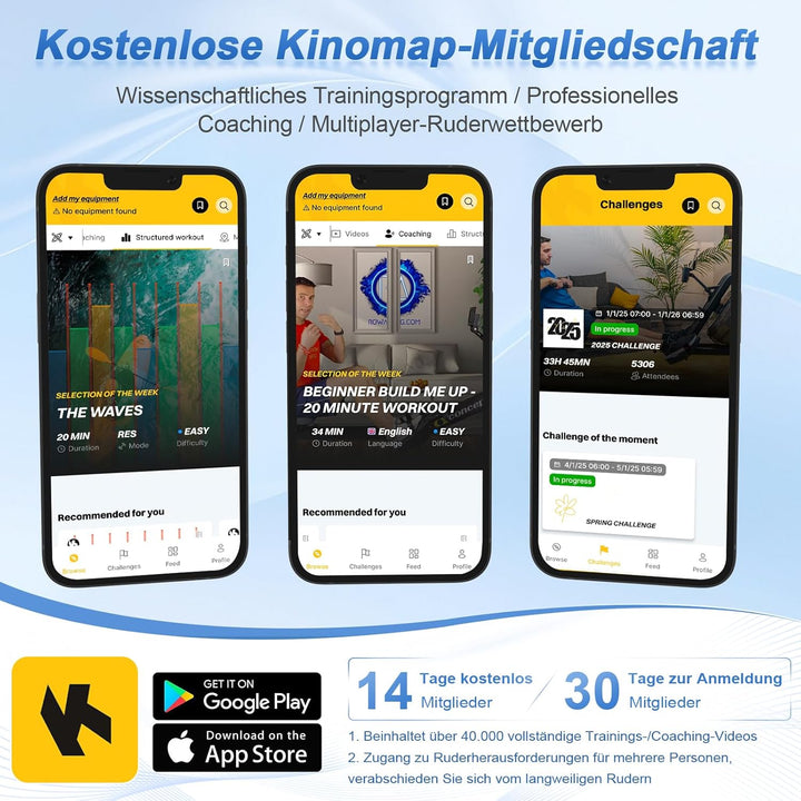 Rudergerät für Zuhause, Rudergerät Wasser 150kg Gewichtskapazität, Rudergerat Wasser mit Bluetooth-F