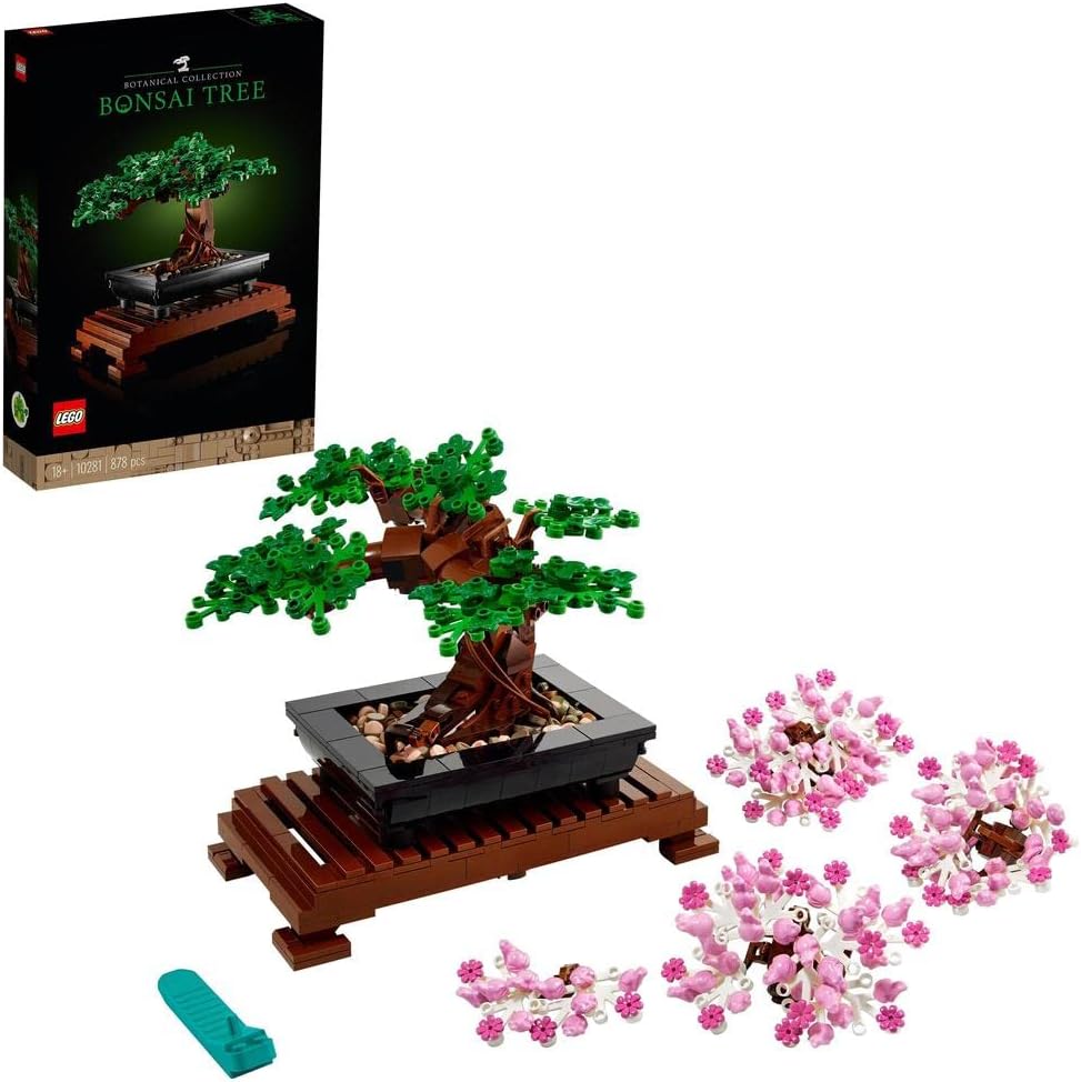 LEGO 10313 Icons Wildblumenstrauss-Set & 10281 Icons Bonsai Baum, Kunstpflanzen-Set zum Basteln für