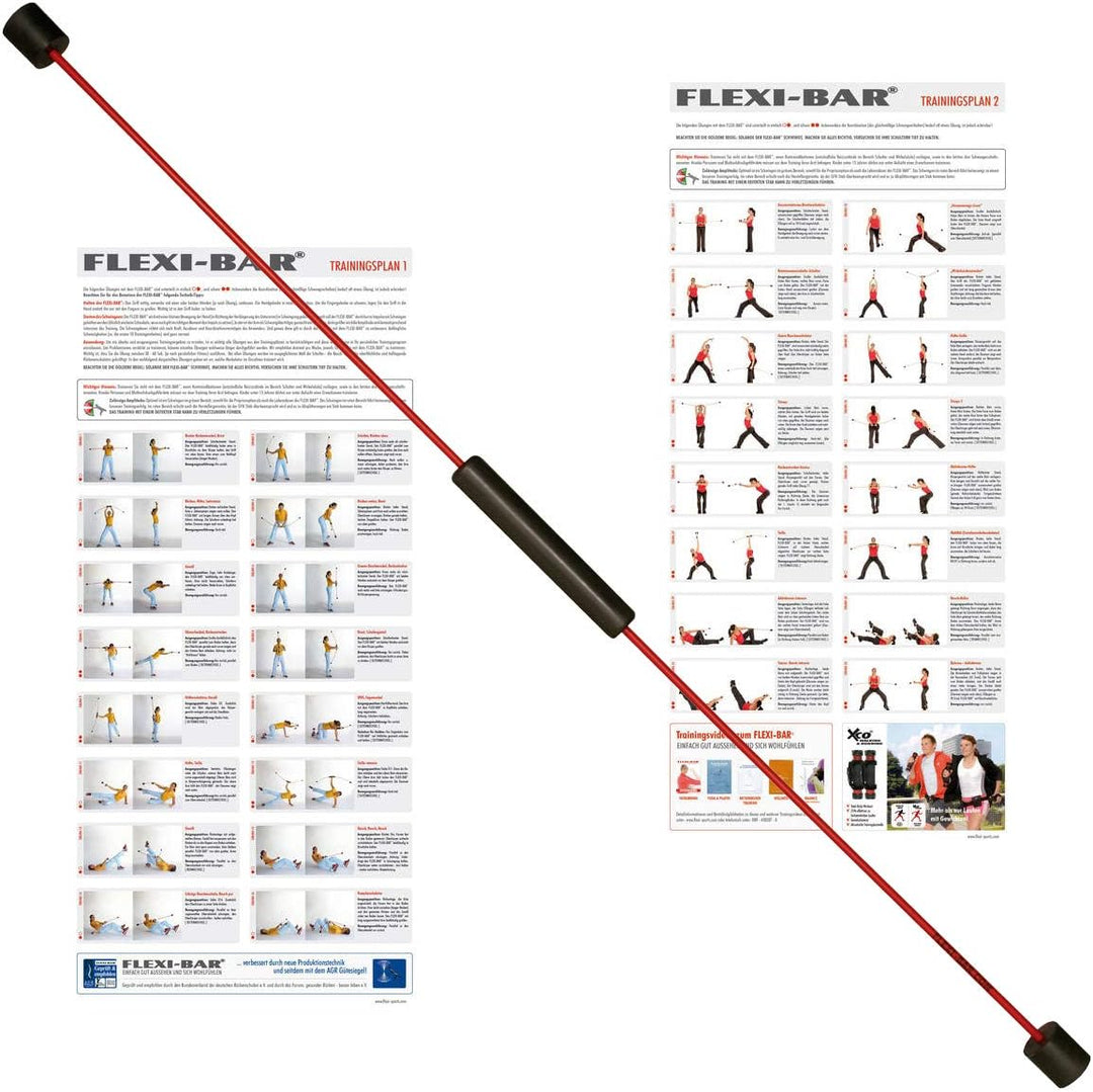 Flexi-Bar Standard Rot, FLEXI-BAR Protection Bag Tragetasche Rot, Trainingsposter und