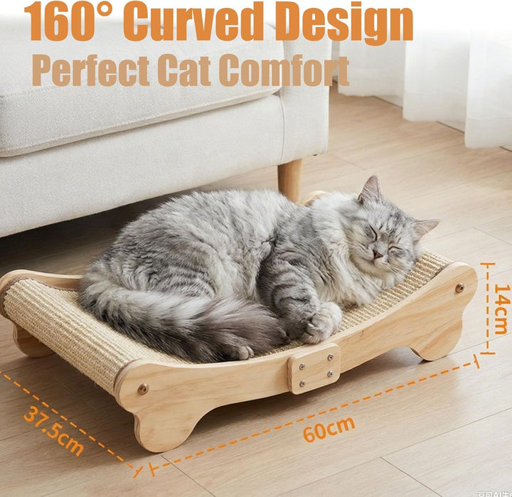 Sisal Kratzbretter Katze mit 160° Bogenform – Katzen Kratzbrett aus natürlichem Sisal &amp; Massivholz,