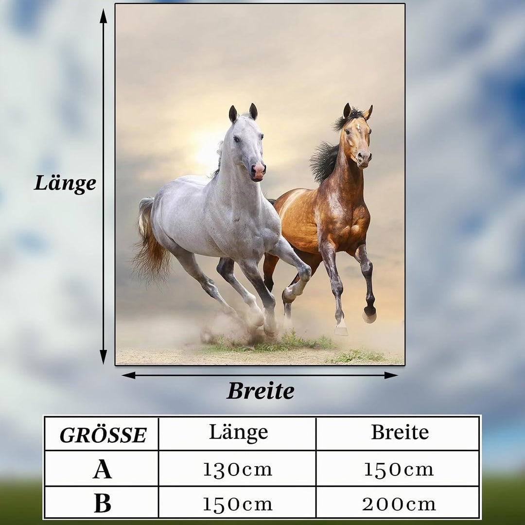 Pferd Kuscheldecke Flanell Decke Fleecedecke Flauschig Weich und Warme,3D Pferd Wohndecke Sofadecke