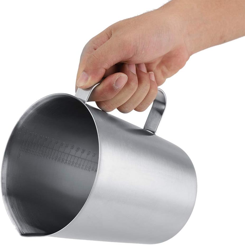 Edelstahl Messbecher, 2000ml Messkanne aus Edelstahl mit Griff, Milchkanne Edelstahl mit Skalen