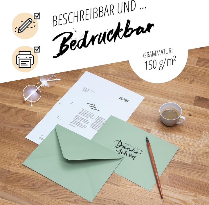 Japun – Briefumschläge (100 Stück) aus Papier, Kuvert, Umschlag ohne Fenster - DIN C5-220 x 156 mm -