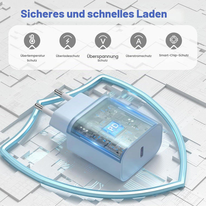 USB-C-ladegerät, für iPhone 16/15 Serie, for iPhone Schnellladegerät, PD20W, ladegerät-Typ-C, 2er Pa