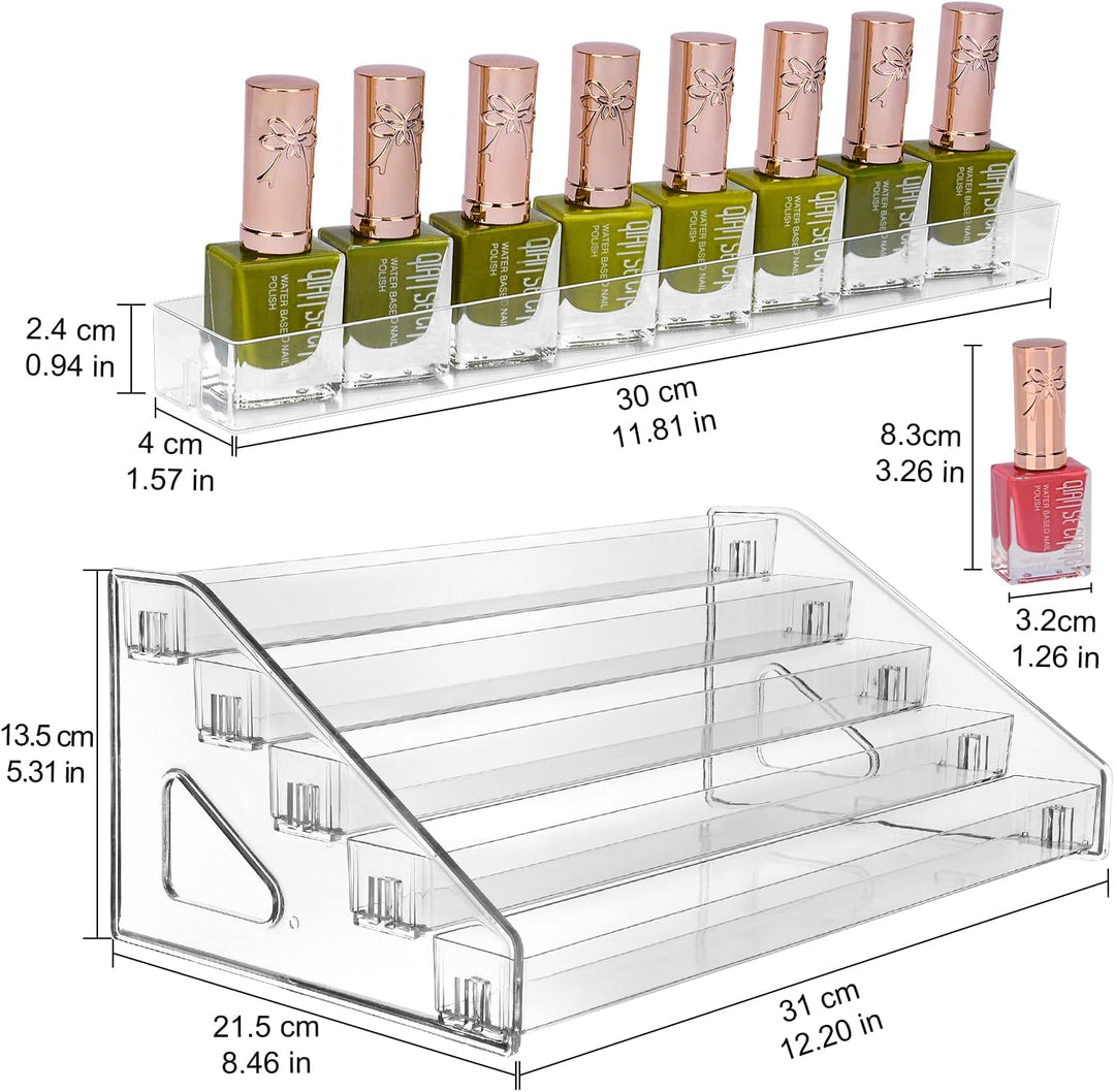 JessLab Nagellack Organizer, 5-Stufige Klarer Acryl Nagellack Halter Åtherische Öle Kosmetik Vitrine