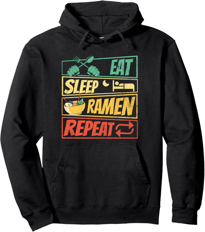 Eat Sleep Ramen Repeat Kanji Soba Udon Nudelsuppe Japan Pullover Hoodie