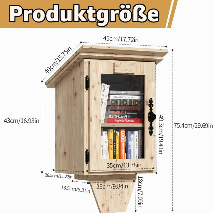 MSFE Kinderregal Bücherregal, Doppelte Kleine Bibliothek Box für Draussen mit Regal, Hängeregal DIY-