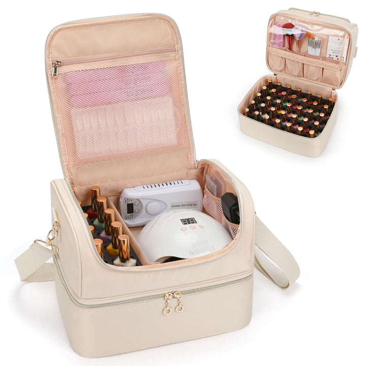 Nagellack Aufbewahrung, Doppelschicht Nagellack Organizer Tasche, Reise Aufbewahrungsbox für 45 Flas