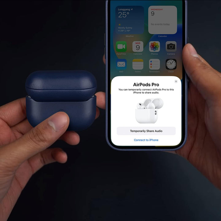 MAOGOAM Leder AirPods Pro 2 Hülle mit Knöpfen, Authentische Kristall-Pflanzenöl gewachste Lederhülle