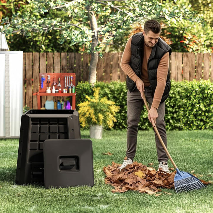 GOPLUS Komposter Garten, 380 L, Schnellkomposter aus PP, Thermokomposter mit Belüftung, Deckel &amp; Tür