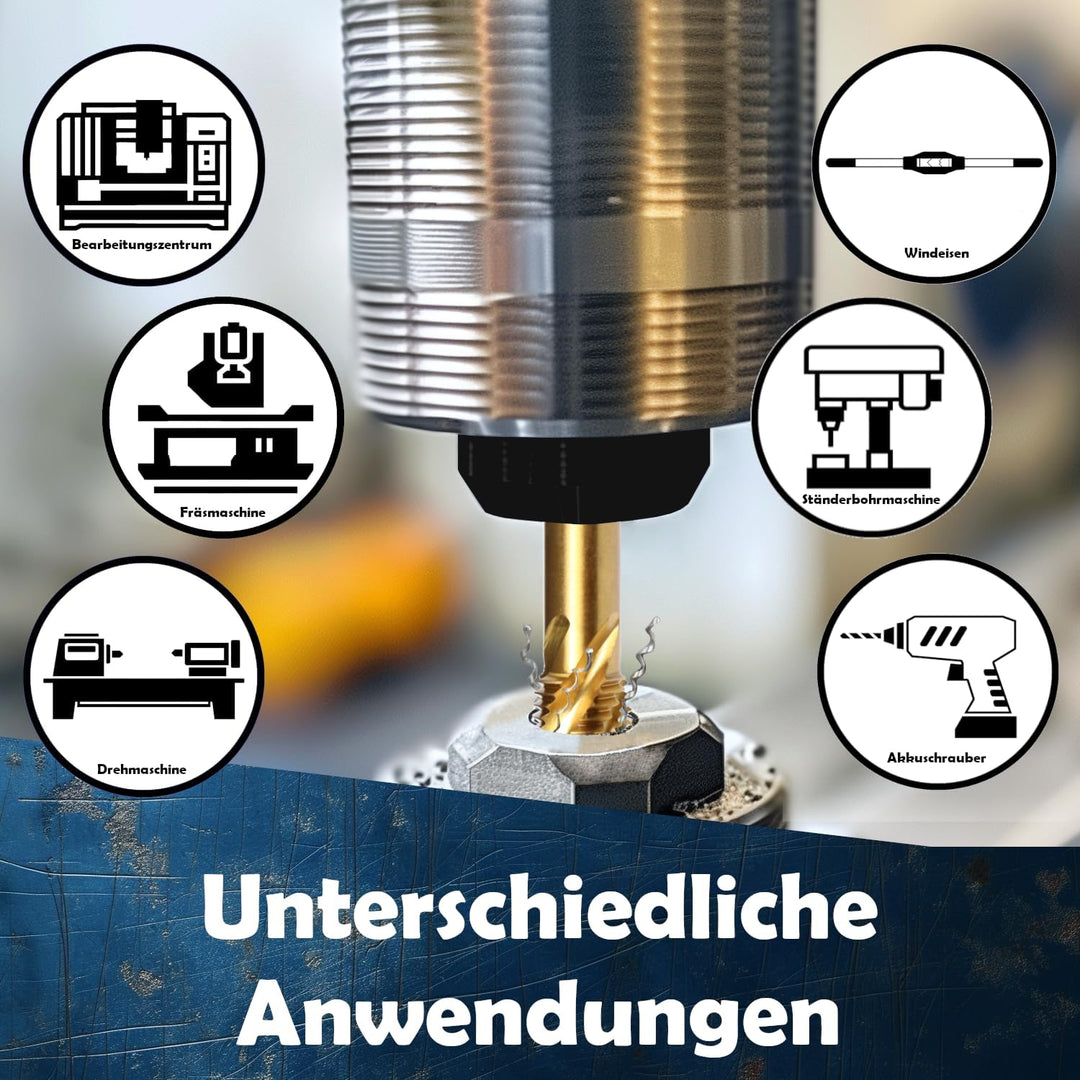 Gewindeschneider M3-M30 | Hochwertiger Gewindebohrer | Universeller Sacklochgewindebohrer Handgewind