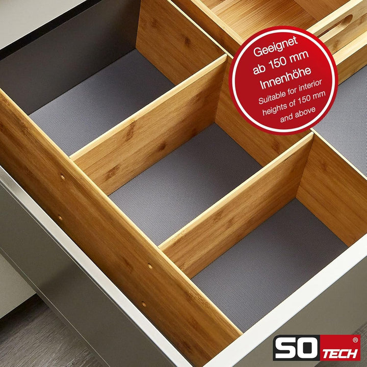 ORGA-BOX Auszugs- und Schubladen Einteilungssystem 473 x 273 x 145 mm Multifunktionseinsatz aus Bamb