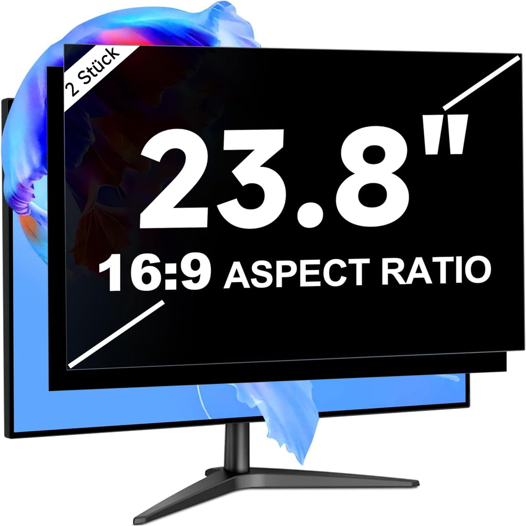 2 Stück 23,8 Zoll Monitor Blickschutzfilter für 16:9, Abnehmbarer Blendfrei Blaulichtfilter Computer