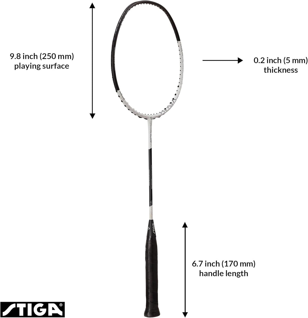 STIGA Badmintonschläger Aviox Pro - Head-Heavy Topschläger mit Exklusiver Kohlefaser für Unschlagbar