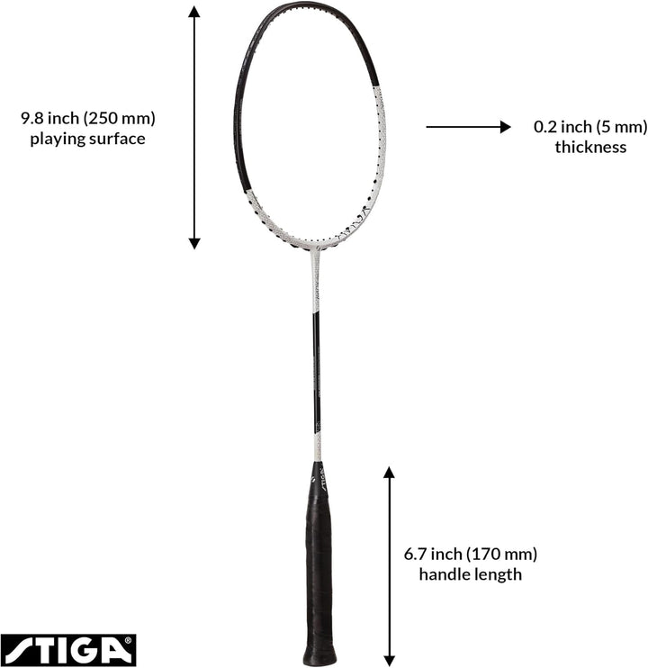 STIGA Badmintonschläger Aviox Pro - Head-Heavy Topschläger mit Exklusiver Kohlefaser für Unschlagbar