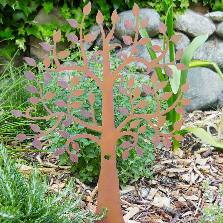 Gartenstecker Lebensbaum Edelrost 39cm als Gartendeko zum Stecken in Rostoptik