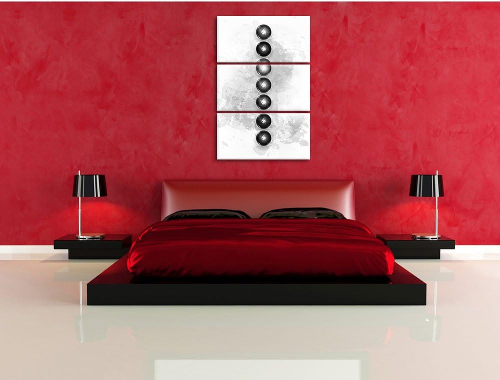 Pixxprint Chakra des Körpers / 3-Teilig/Gesamtmass 120cm Leinwandbild bespannt auf Holzrahmen/Wandbi