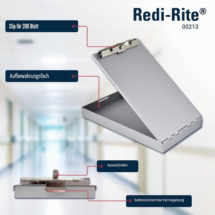 Redi-Rite Saunders Klemmbrett aus Aluminium, 213 (Memo-Grösse) – Formhalter mit 2,5 cm Ablagefach, s