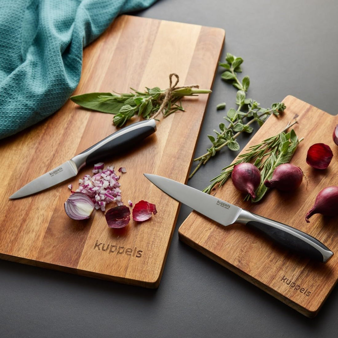 Kuppels Chef Küchenmesser Set 3-teilig | Allzweckmesser, Kochmesser & Brotmesser mit Wellenschliff |