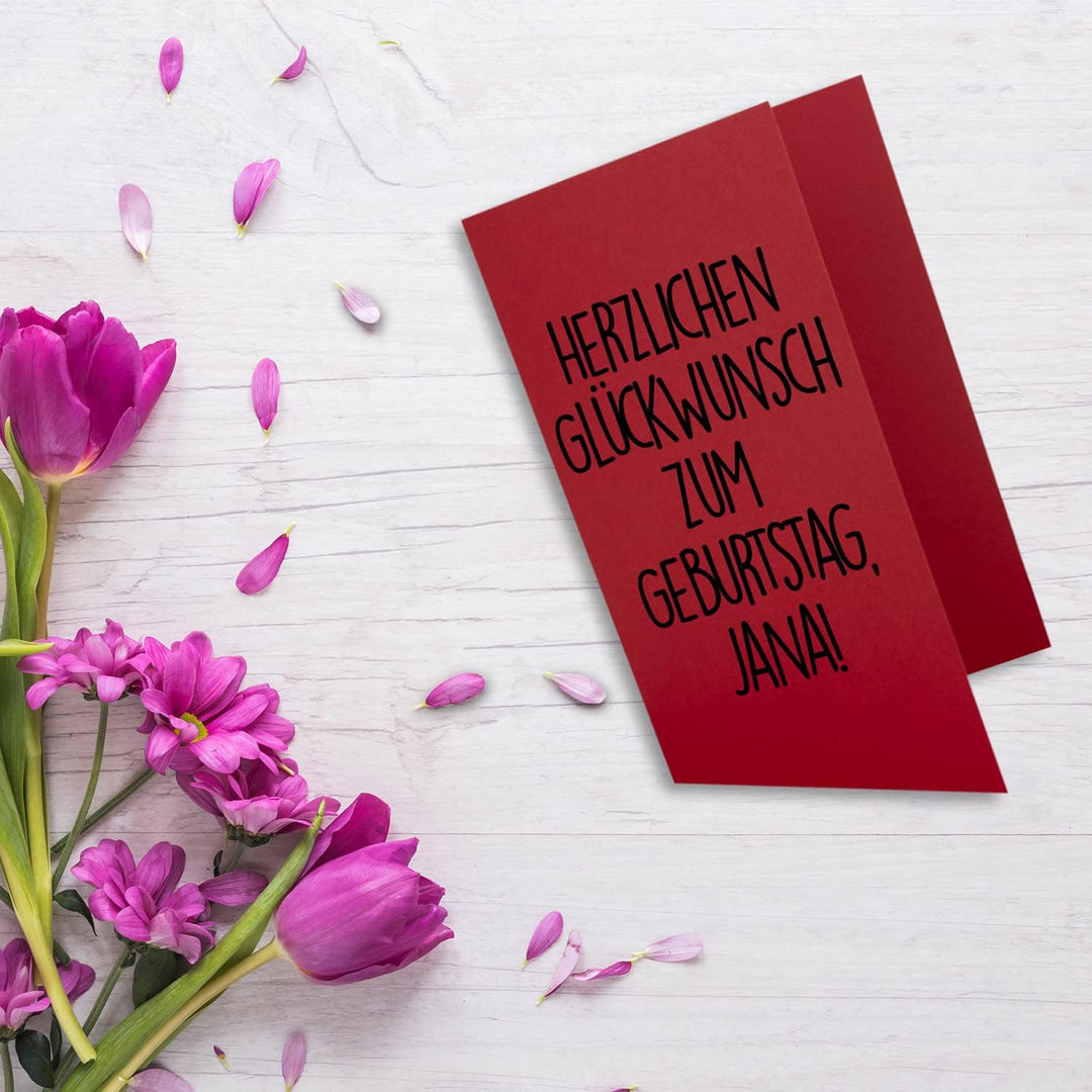 250 Faltkarten B6 - Rosen-Rot - PREMIUM QUALITÄT - 11,5 x 17 cm - sehr formstabil - für Drucker geei