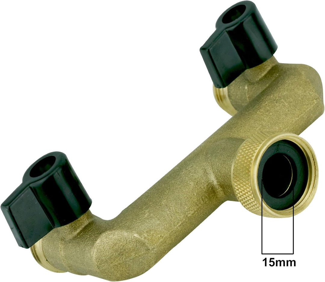 2-Wege Verteiler Wasseranschluss 3/4"IG - 2x3/4"AG Anschluss von 2 Geräten 2-fach Ventile