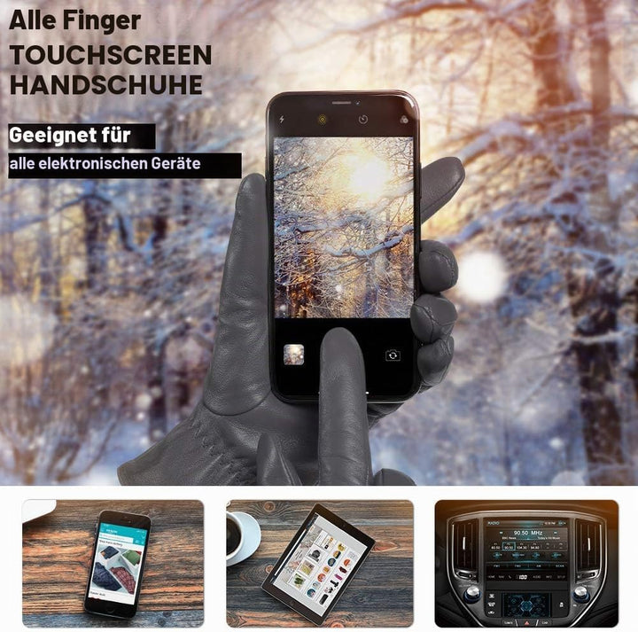 vislivin Vollhand Touchscreen-Handschuhe für Damen Leder Handschuhe Warmer Winter SMS Autofahren Han