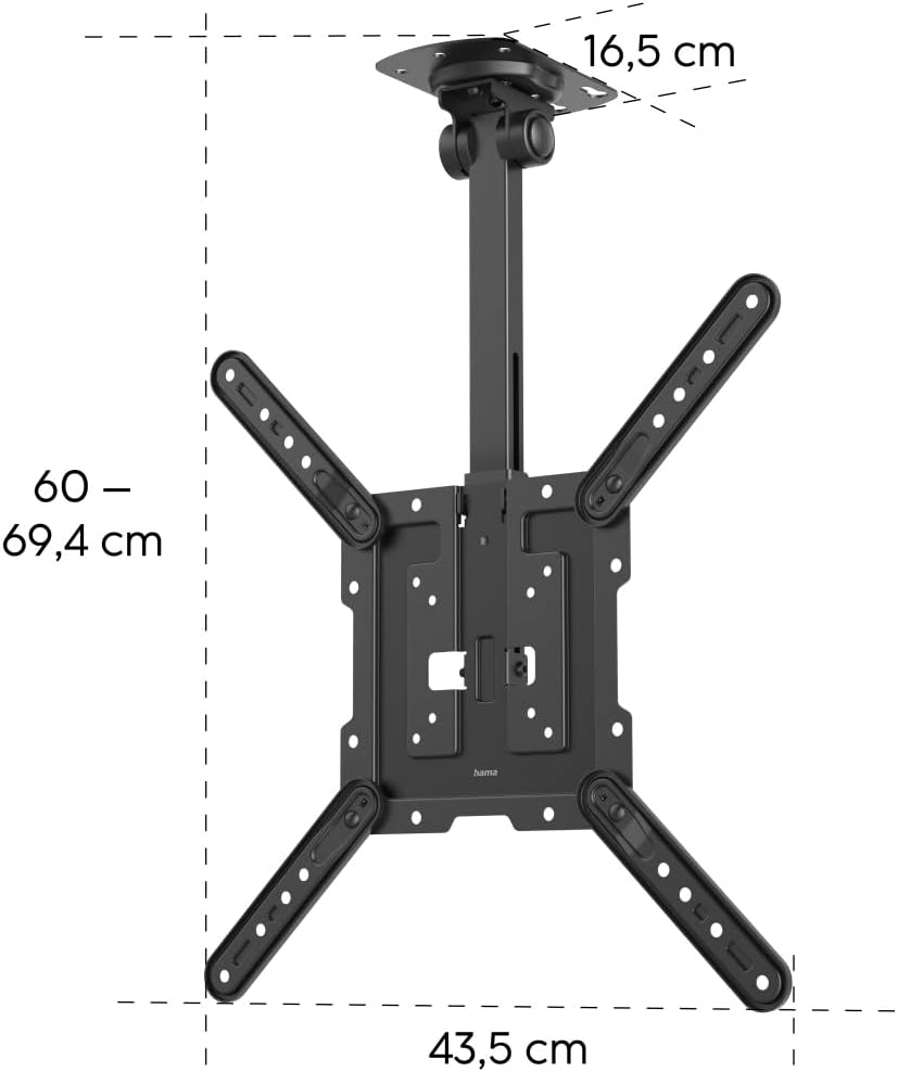 Hama TV Deckenhalterung 32“ - 65“ (Halterung für Fernseher schwenkbar, höhenverstellbar, Fernsehhalt