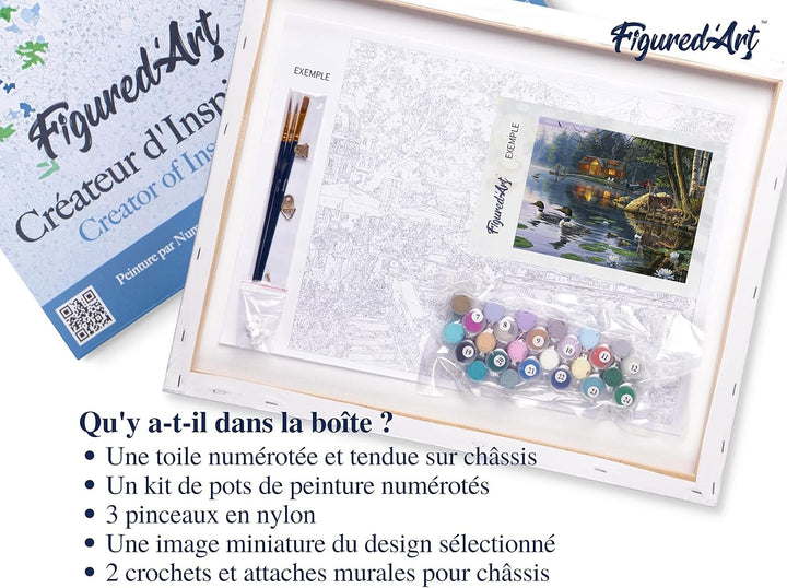 Figured'Art Malen Nach Zahlen Erwachsene Mit Rahmen Chalet am See - Paint by Numbers Basteln DIY Bas