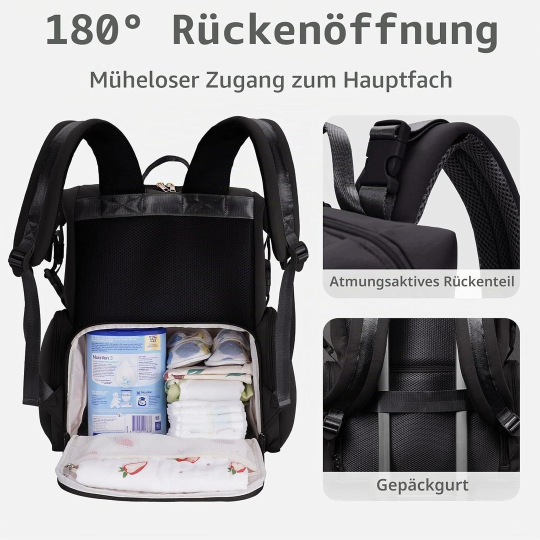 CEI-CEI Neopren Wickelrucksack Grosse Wickeltasche für Neugeborene, wasserdichter Reise-Rucksack für