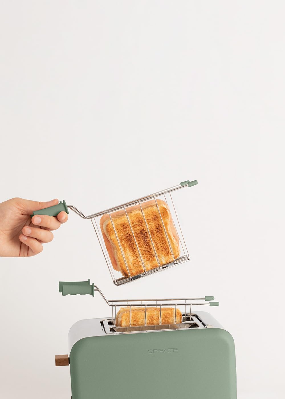 CREATE/SET MIT 2 GITTERZANGEN IN FARBE GRÜN-SAGE/Zubehör zum Zubereiten Sandwiches im Toast Retro M,