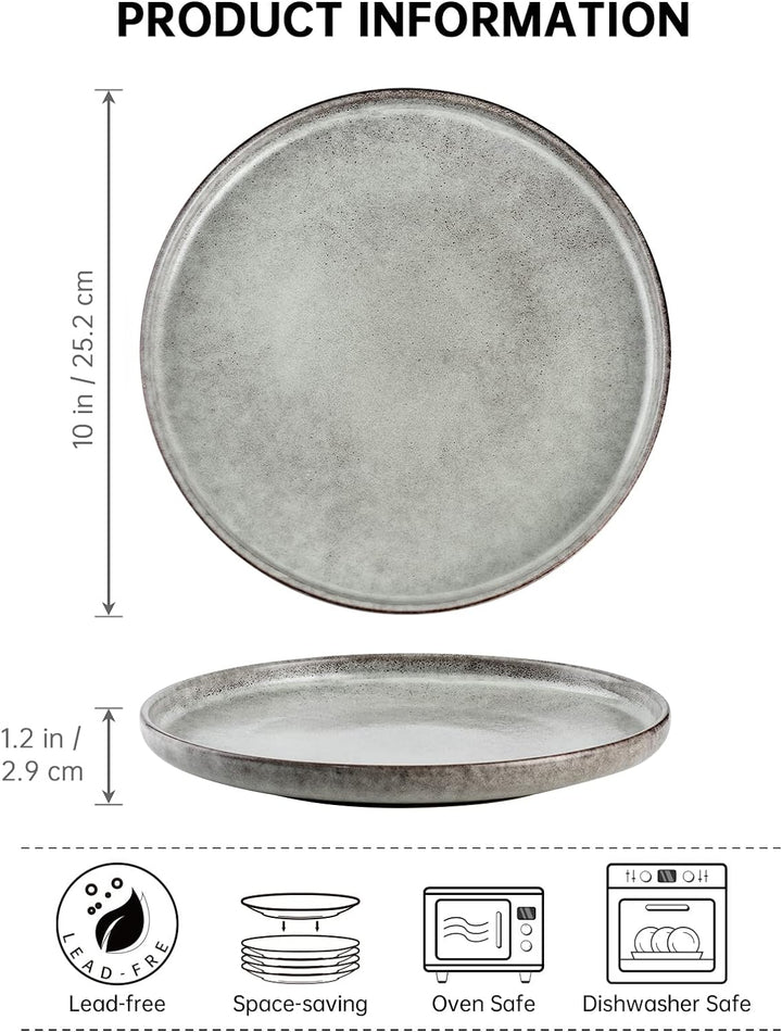 Henten Home Speiseteller Set, 4 teilig Porzellan Teller Modern, Dessertteller Frühstücksteller- Flac