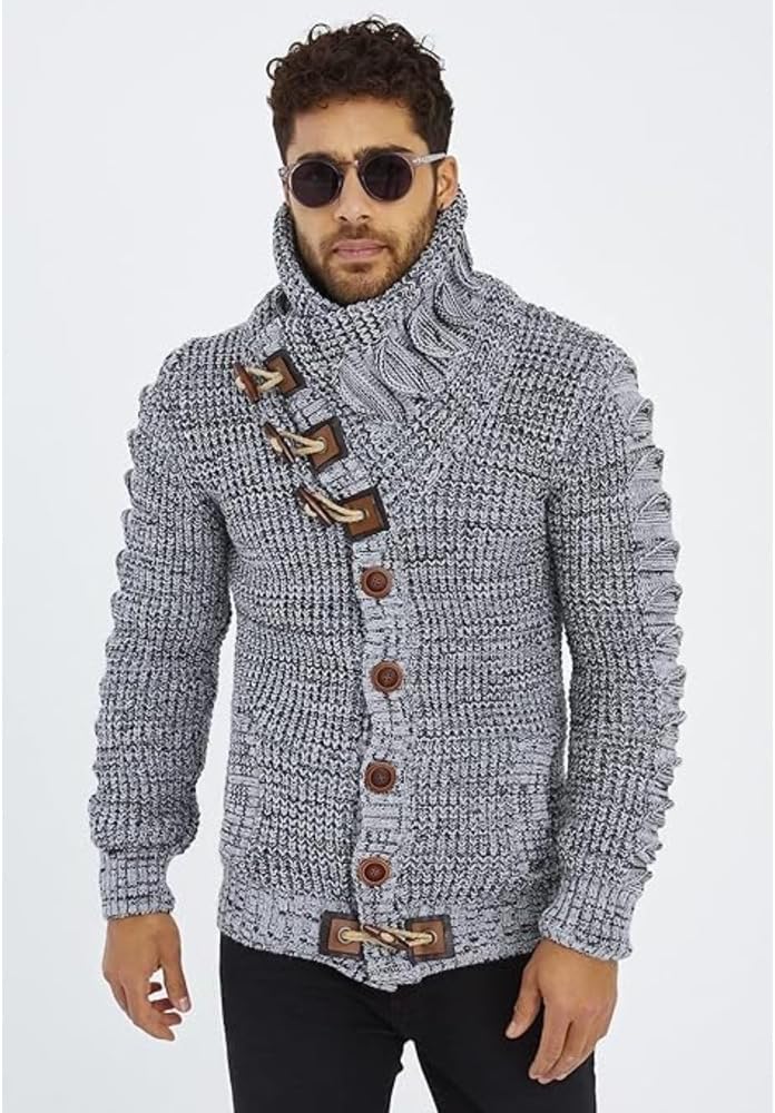 Leif Nelson Herren Strickjacke mit Knöpfen in Regular Fit, Männer Cardigan in Langarm Design, ideal