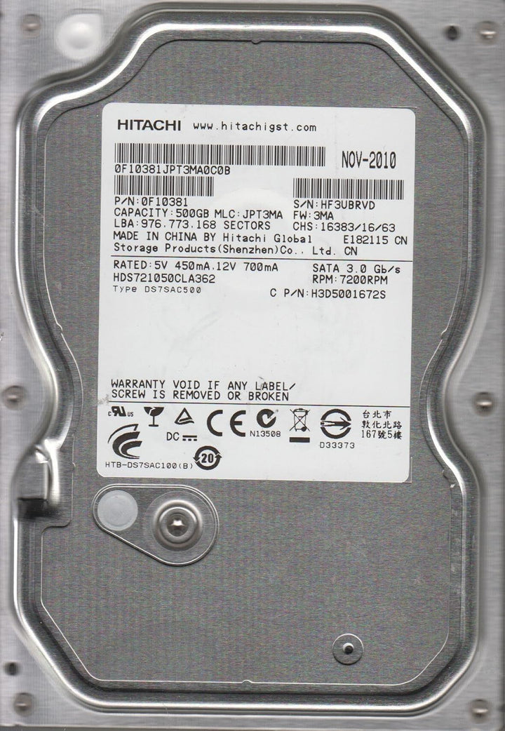 HGST Deskstar 7K1000.C 3.5 Zoll 500 GB Serial ATA II - Interne Festplatten (3.5 Zoll, 500 GB, 7200 R