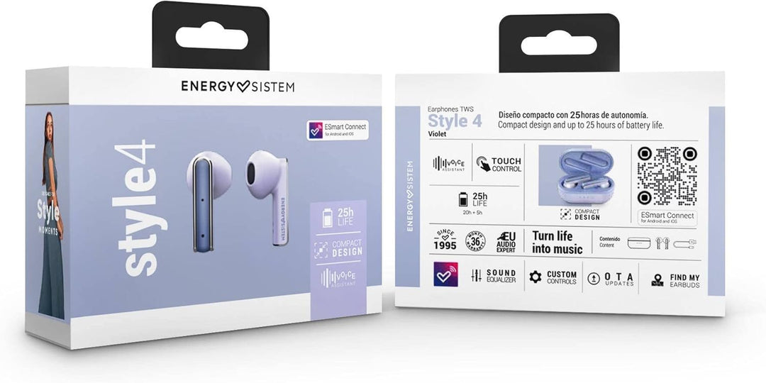 Energy Sistem Earphones True Wireless Style 4 Violet (Kopfhörer zum kabellosen Musikgenuss Kompaktes