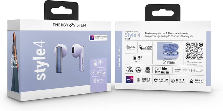 Energy Sistem Earphones True Wireless Style 4 Violet (Kopfhörer zum kabellosen Musikgenuss Kompaktes
