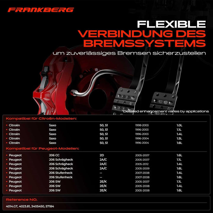 Frankberg Servolenkung Schlauch Kompatibel mit Saxo S0 S1 1.0L-1.6L 1996-2004 206 SW 2E/K 1.1L-1.6L