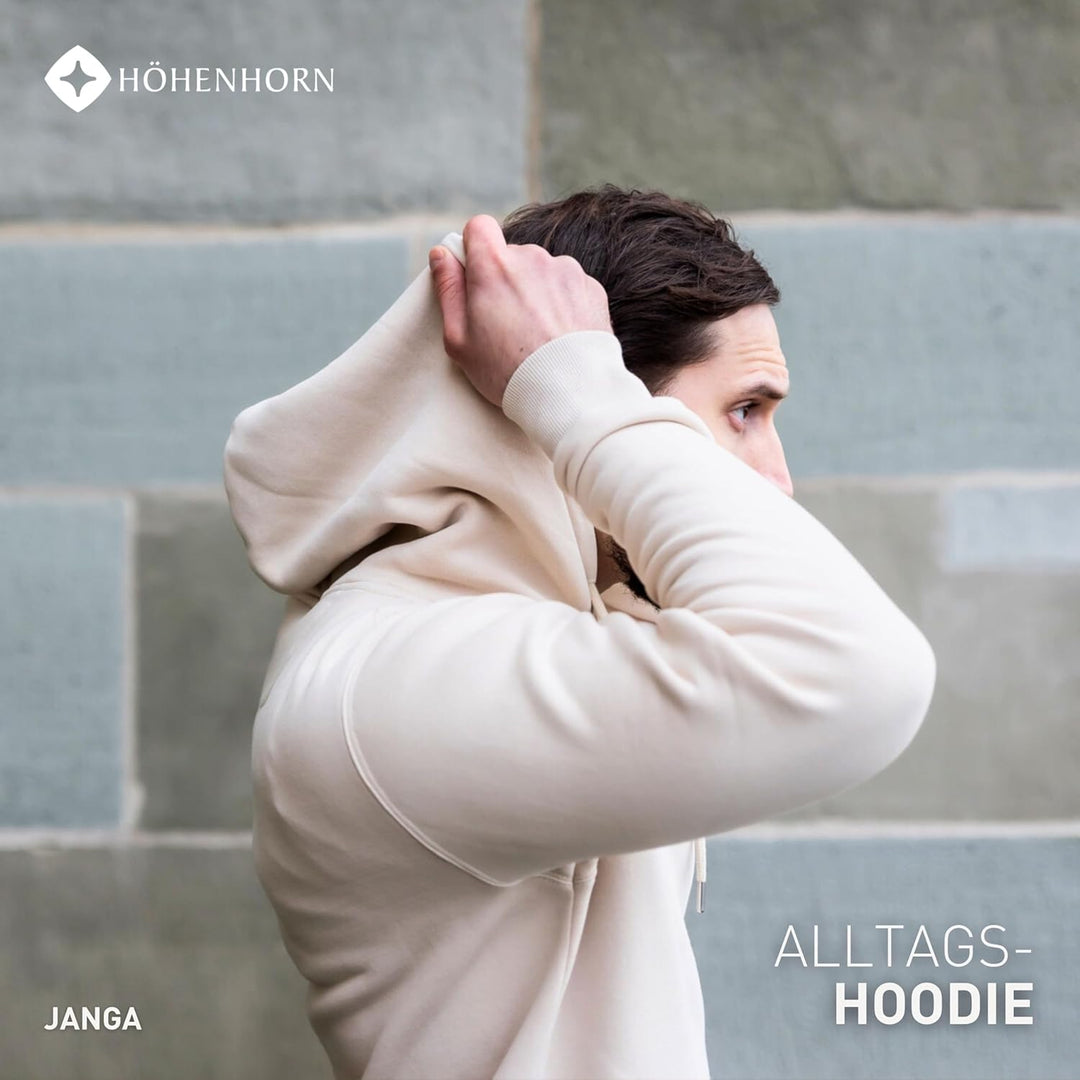 Höhenhorn Janga Hoodie Herren Kapuzen Pullover Hoody Sweatshirt aus Hochwertiger Baumwolle, Beige
