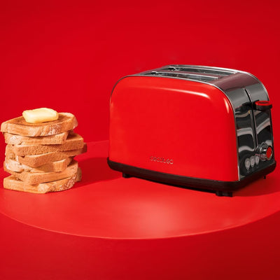 Cecotec Vertikaler Toaster Toastin' time 850 Red Lite, 850W, Kapazität für 2 Toasts, Breiter Schlitz